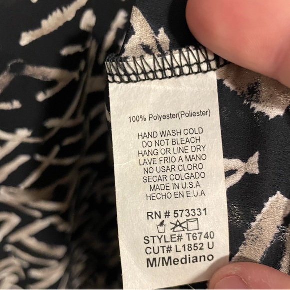 Le Lis Anthropologie Geometric Collared Short Sleeve Blouse Black Women’s Medium - Picture 4 of 4